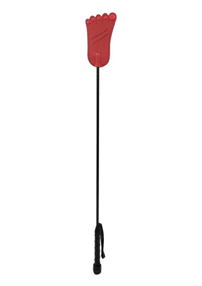 Rouge Foot Leather Riding Crop - Black/Red