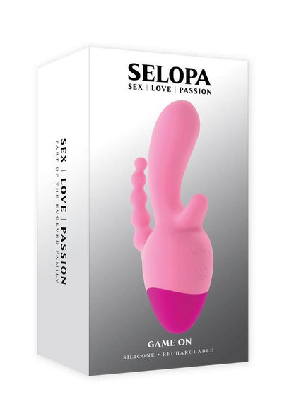 Selopa Game On Rechargeable Silicone Triple Stimulation Vibrator - Pink