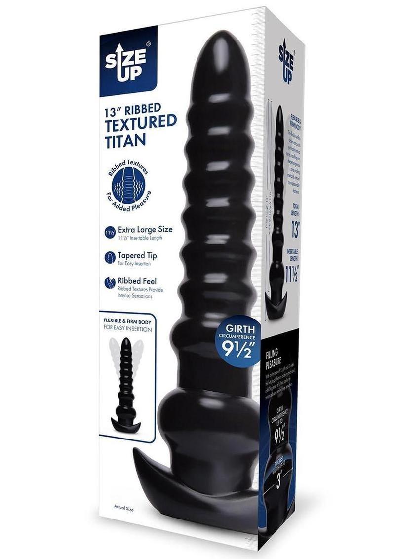 Size Up Ribbed Textured Titan Plug - Black - 13in