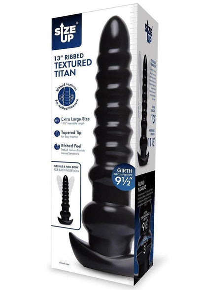 Size Up Ribbed Textured Titan Plug - Black - 13in