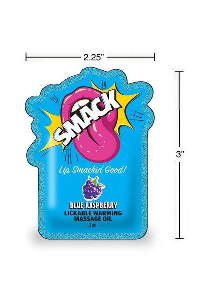 Smack Warming and Lickable Massage Oil 3ml Pouch (Case Of 48) - Blue Raspberry