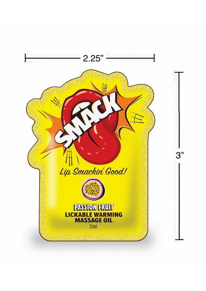 Smack Warming and Lickable Massage Oil 3ml Pouch (Case Of 48) - Passion Fruit