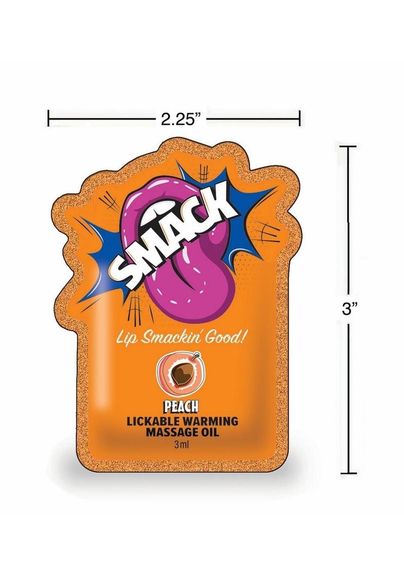 Smack Warming and Lickable Massage Oil 3ml Pouch (Case Of 48) - Peach