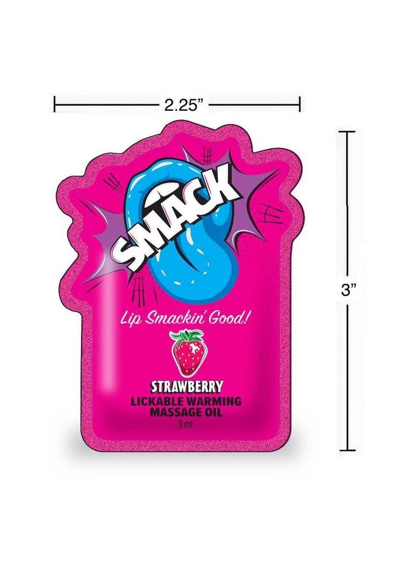Smack Warming and Lickable Massage Oil 3ml Pouch (Case Of 48) - Strawberry