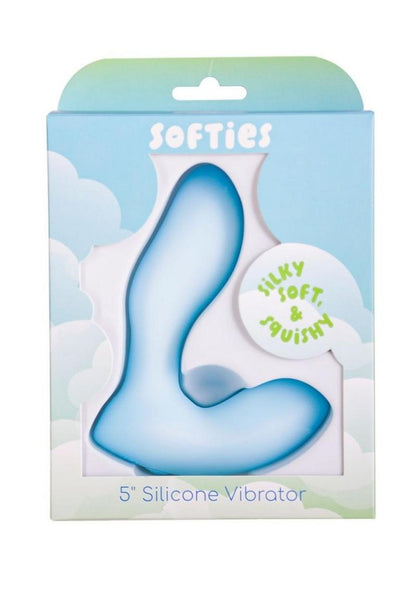Softies Dual Silicone Rechargeable Vibrator - Blue - 5in