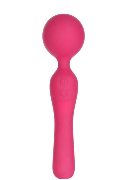 The Swan Sceptre Rechargeable Silicone Dual End Wand Massager - Berry