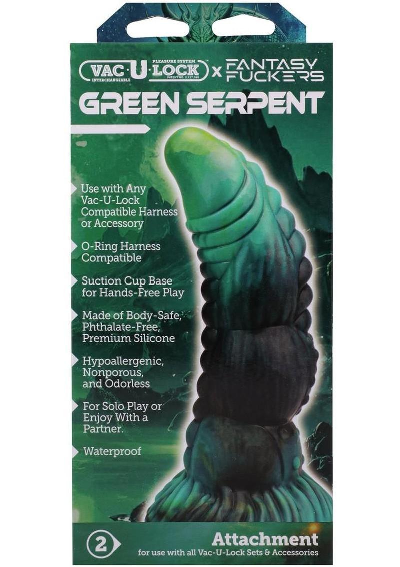 Vac-U-Lock Fantasy Fuckers Green Serpent Silicone Dildo - Green