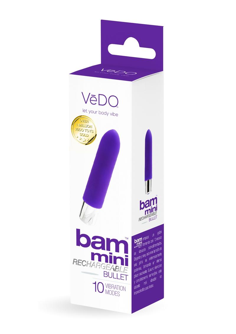 Vedo Bam Mini Rechargeable Silicone Bullet Vibrator - Into You - Indigo/Purple