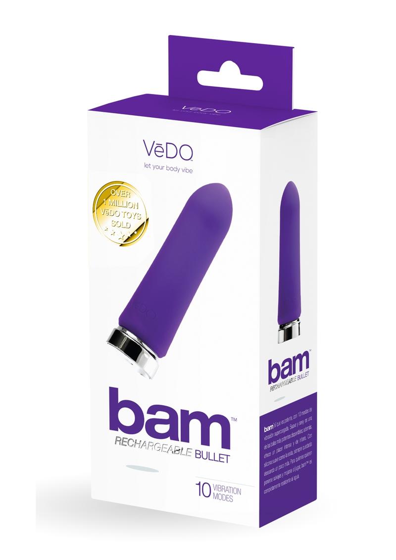 Vedo Bam Rechargeable Silicone Bullet Vibrator - Into You - Blue/Indigo