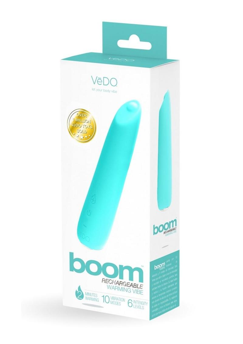 Vedo Boom Rechargeable Silicone Ultra Warming Vibrator - Teal/Turquoise