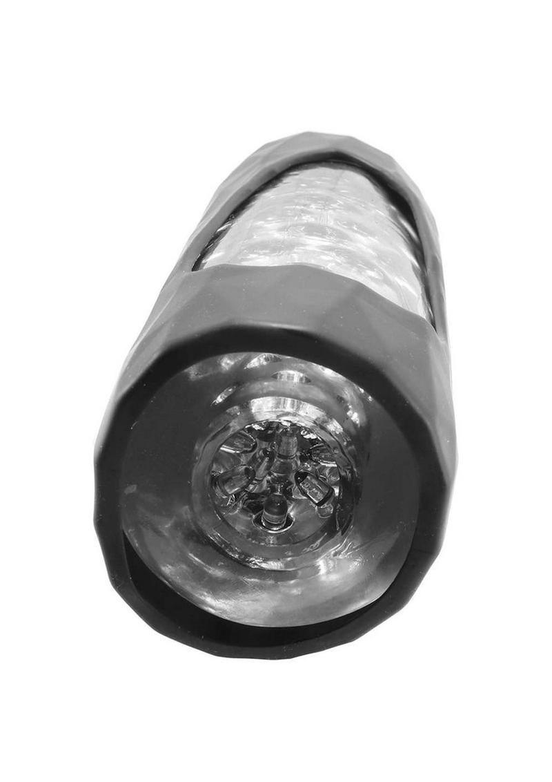 Vedo Hummer 2.0 Silicone Rechargeable Vibrating Stroker - Crystal Clear/Black Pearl