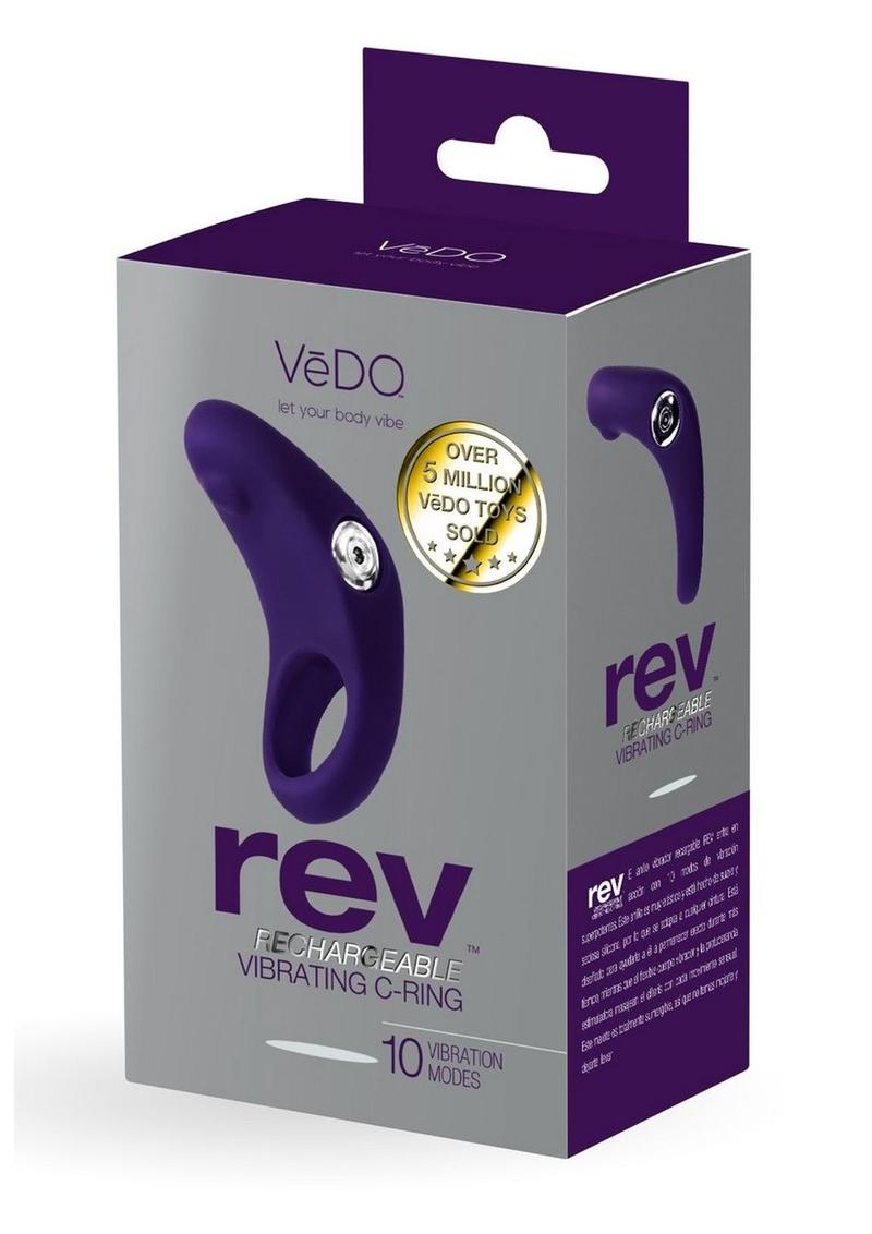 Vedo Rev Silicone Rechargeable Vibrating Cock Ring - Purple
