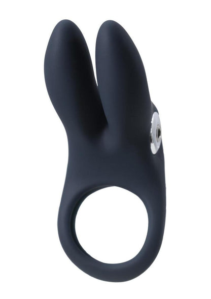 Vedo Sexy Bunny Rechargeable Silicone Couples Cock Ring - Black Pearl