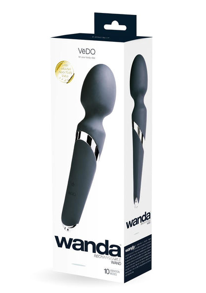 Vedo Wanda Rechargeable Silicone Wand Massager - Just - Black