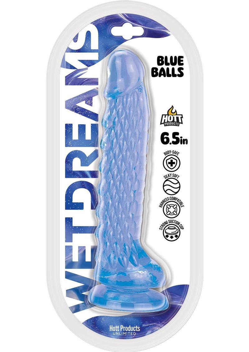 Wet Dreams Blue Balls Silicone Dildo - Blue - 6.5in