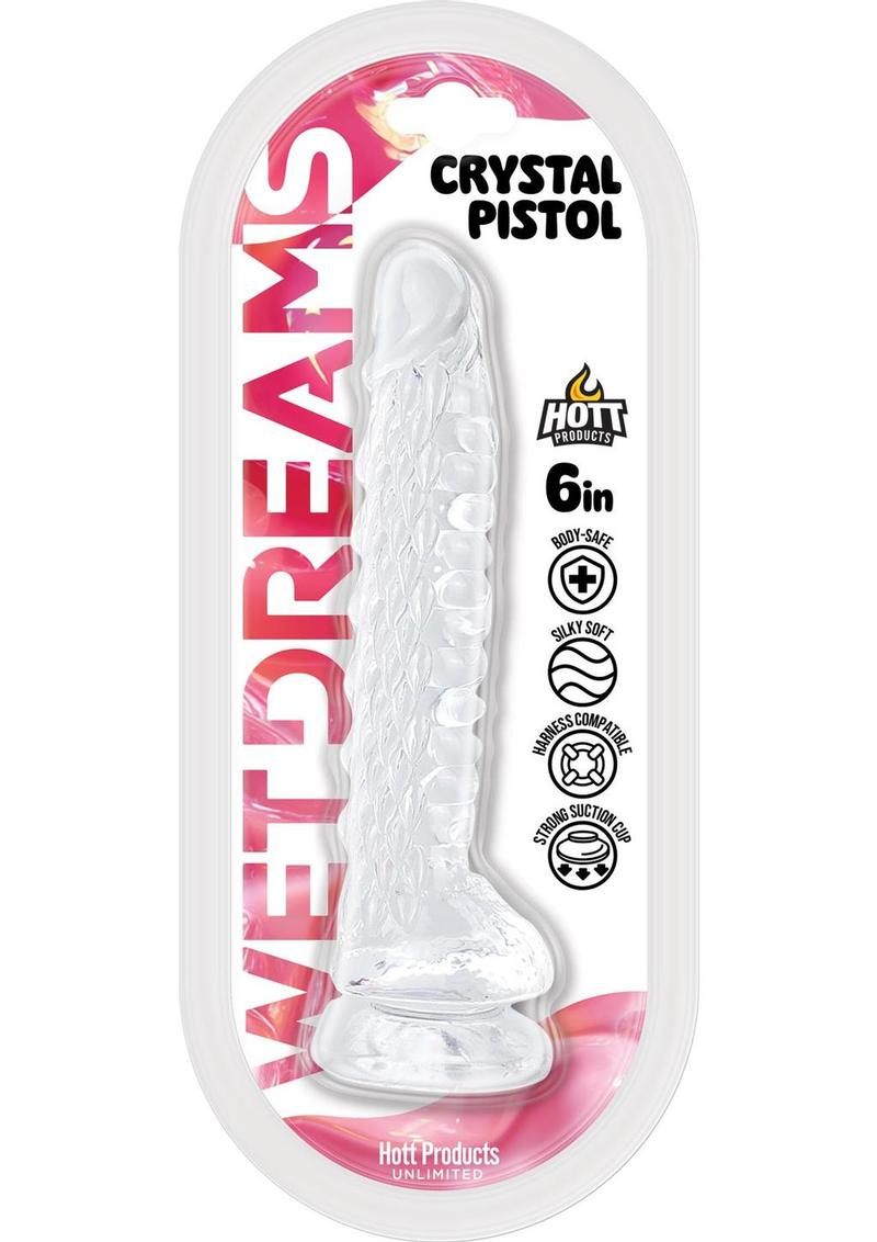 Wet Dreams Crystal Pistol Dildo - Clear - 6in