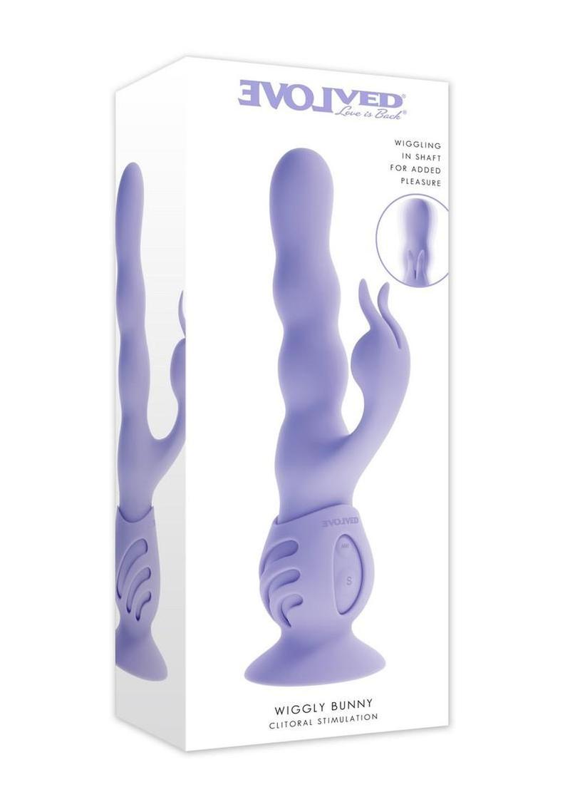 Wiggly Bunny Rechargeable Silicone Rabbit Vibrator - Purple
