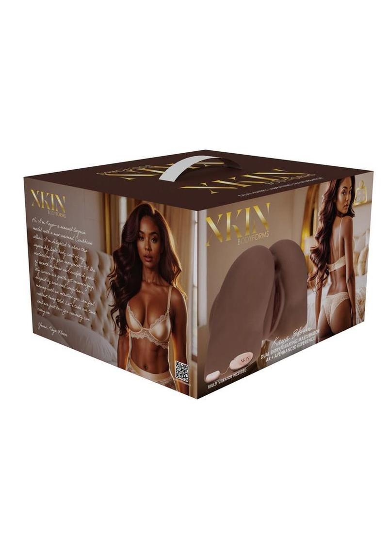 Xkin Kaya Bloom Dual Entry Bodyforms Masturbator - Pussy/Ass - Chocolate