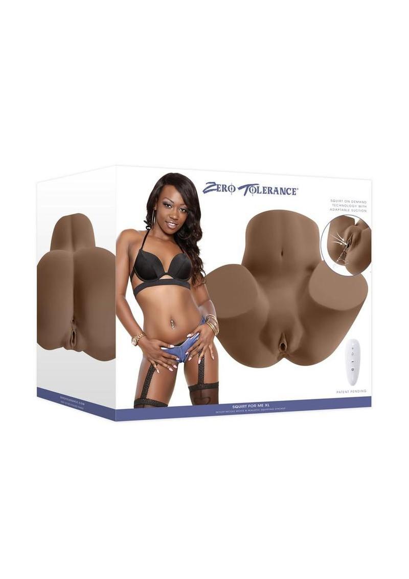 Zero Tolerance Squirt For Me XL Rechargeable Realistic Squirting Pussy Stroker with Remote Control - Chocolate