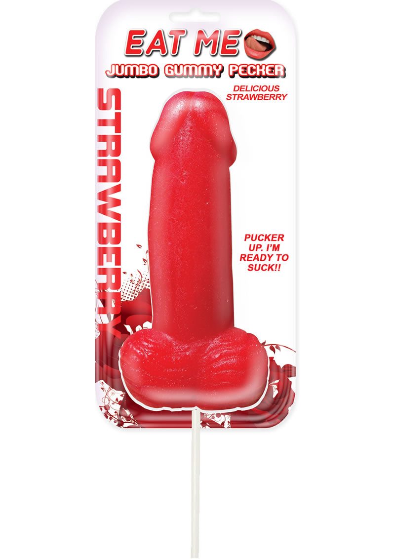 Eat Me Jumbo Gummy Cock Pop - Red/Strawberry